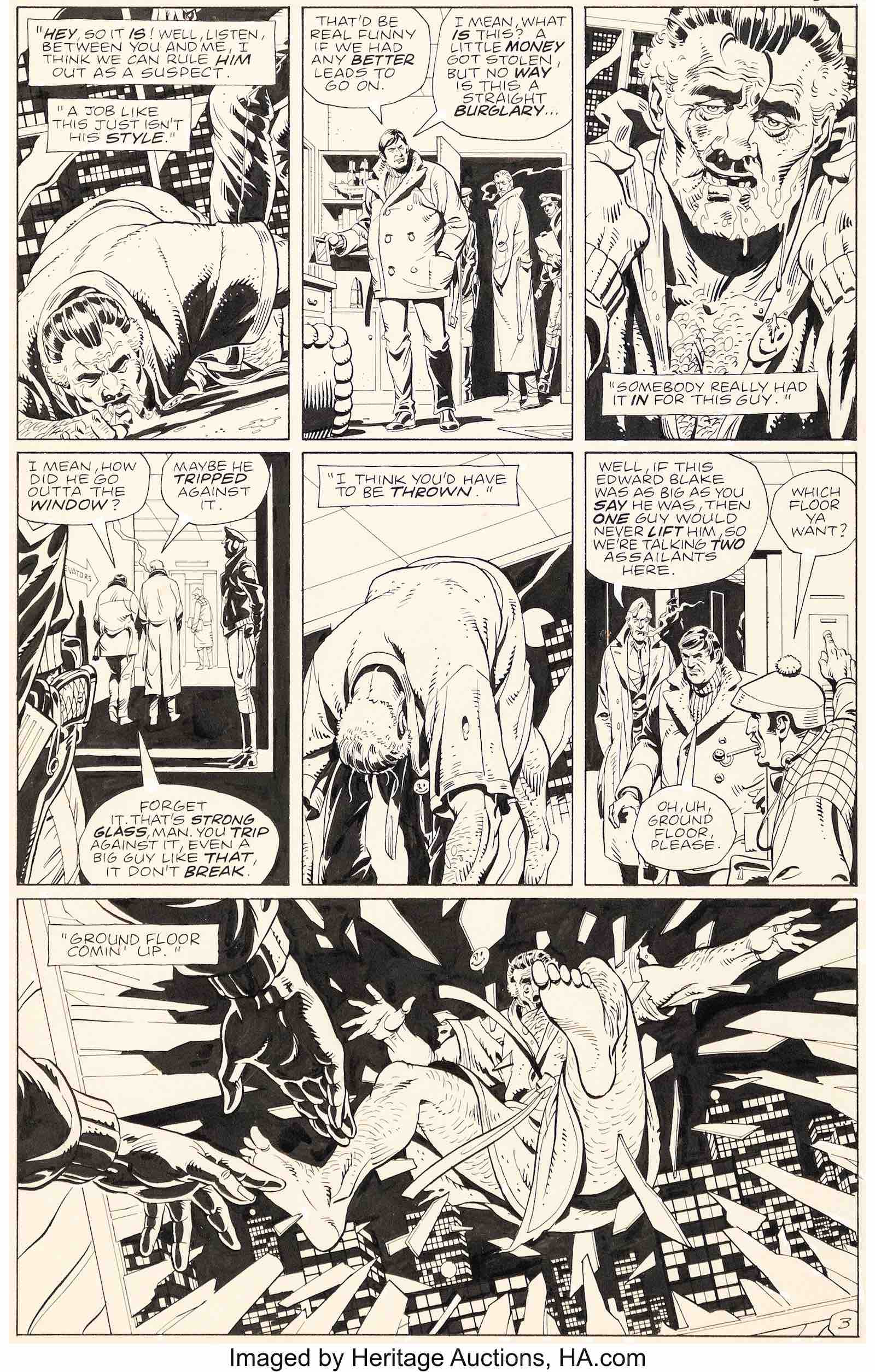 Dave Gibbons, Watchmen #1 Story Page 3 original art, The Comedian's Death