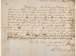 Signed George Washington autograph letter, estimate $250,000–$350,000