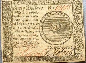 Philadelphia Continental Congress paper currency