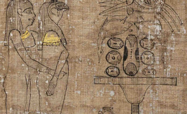 Illustrated Book of the Dead (detail), 305–30 B.C.E. Papyrus, ink, gold, and paper.