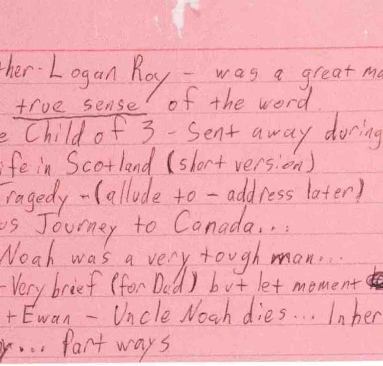 One of Kieran Culkin's Roman Roy funeral speech cards