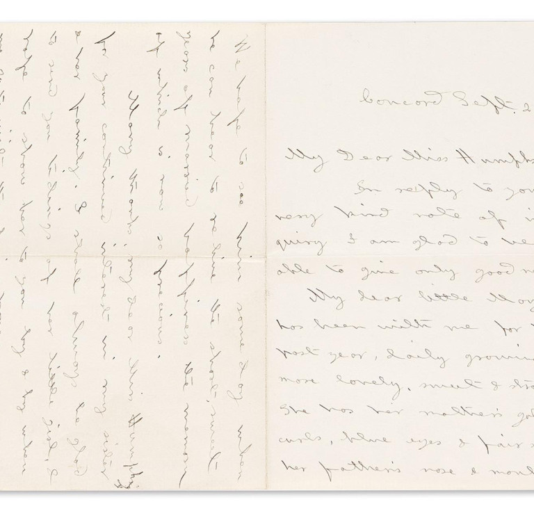 Louisa May Alcott, one of three autograph letters signed to Ellen Humphreys