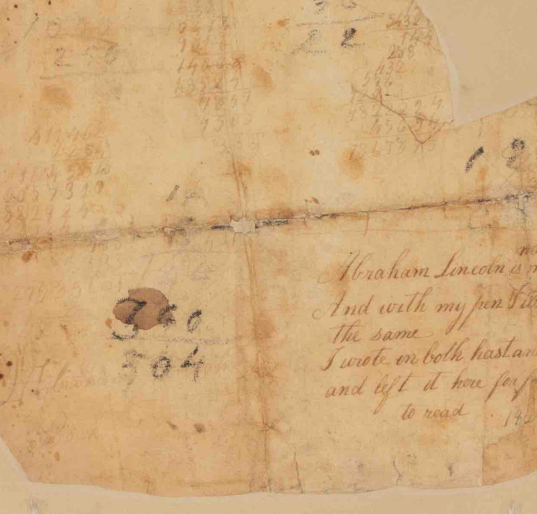 Lincoln's autograph sum book leaf