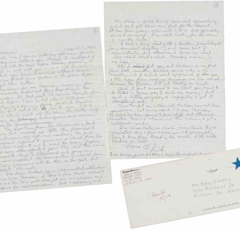 Items from the Aldrich Ames correspondence archive